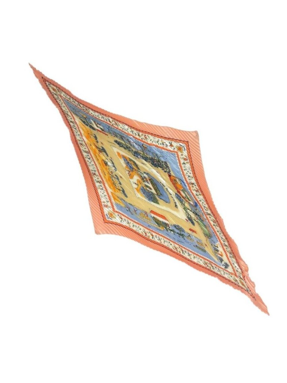Hermes Pleats RE Tour A la Terre Return Silk Pink Scarf